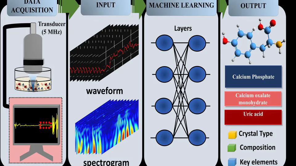 Decoding chemical composition of urinary crystals from ultrasonic echo signals via deep learning