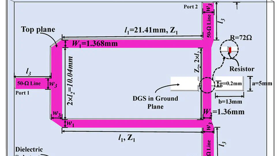 Novel Wilkinson power divider with an isolation resistor on a defected ground structure with improved isolation